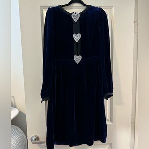 Saloni Heart Dress in Navy Velvet